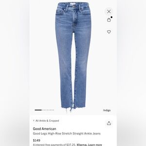 Good American's Good Legs ankle jeans are cut from stretch denim